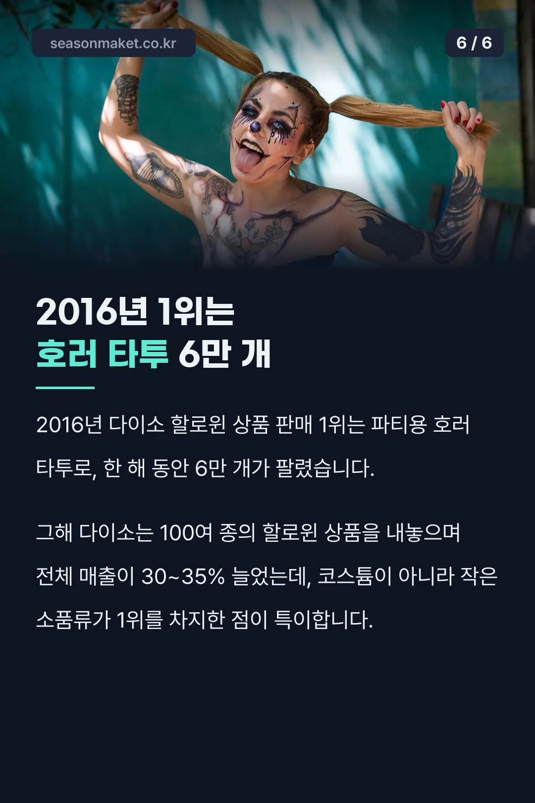 2016년 판매 1위는 호러 타투