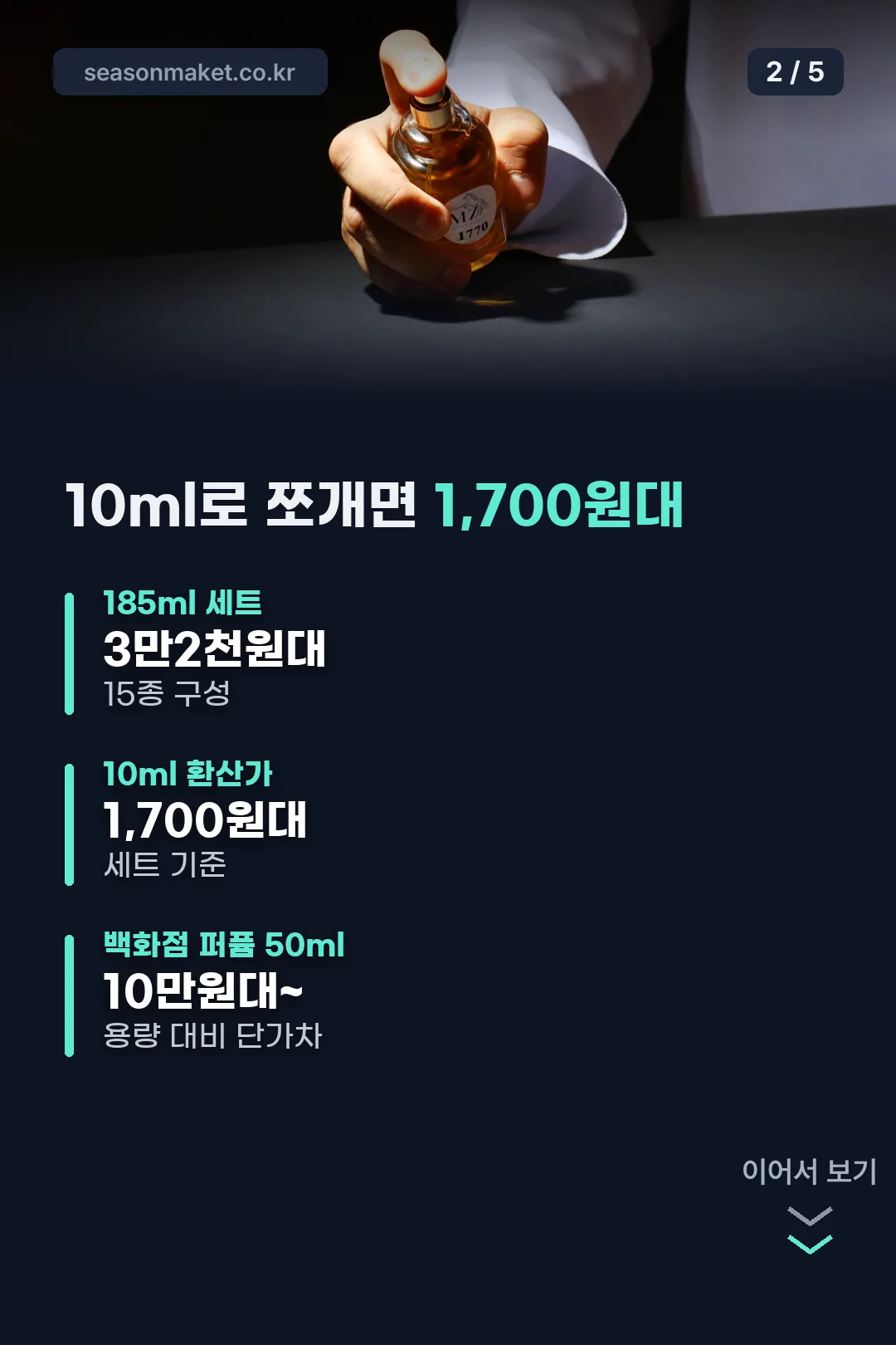 10ml로 쪼개면 1,700원대