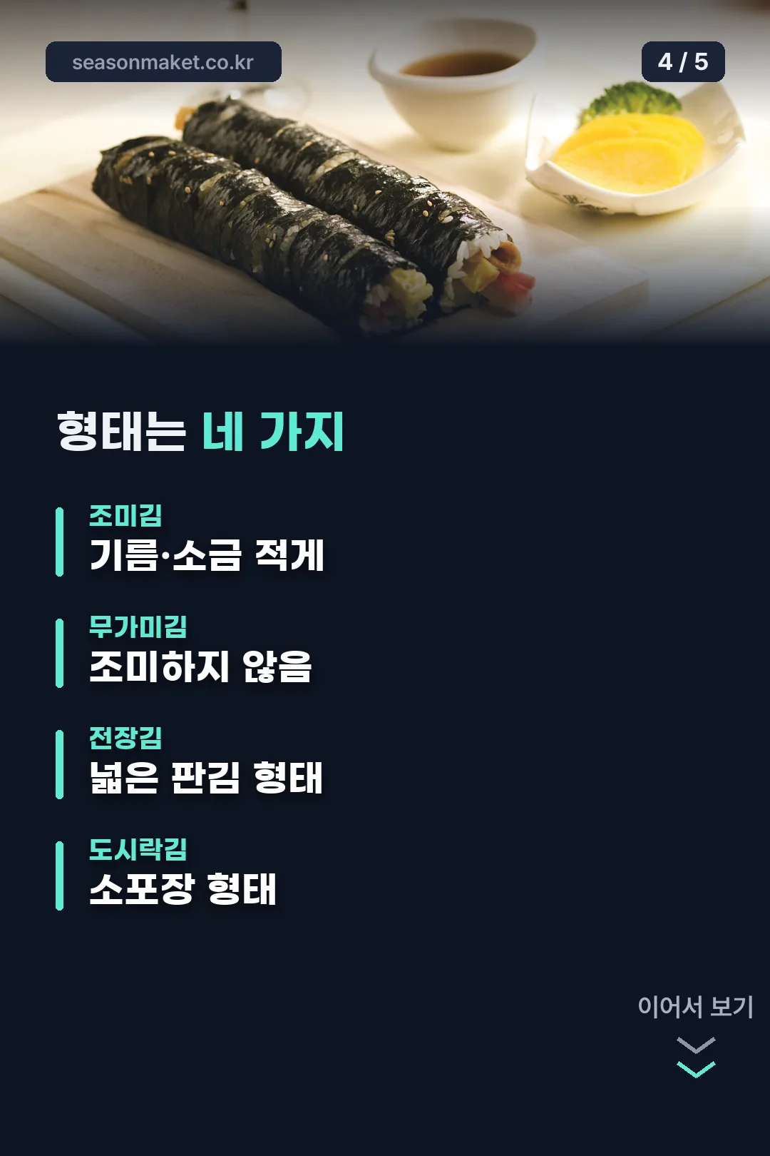 조미김부터 도시락김까지 네 가지 형태